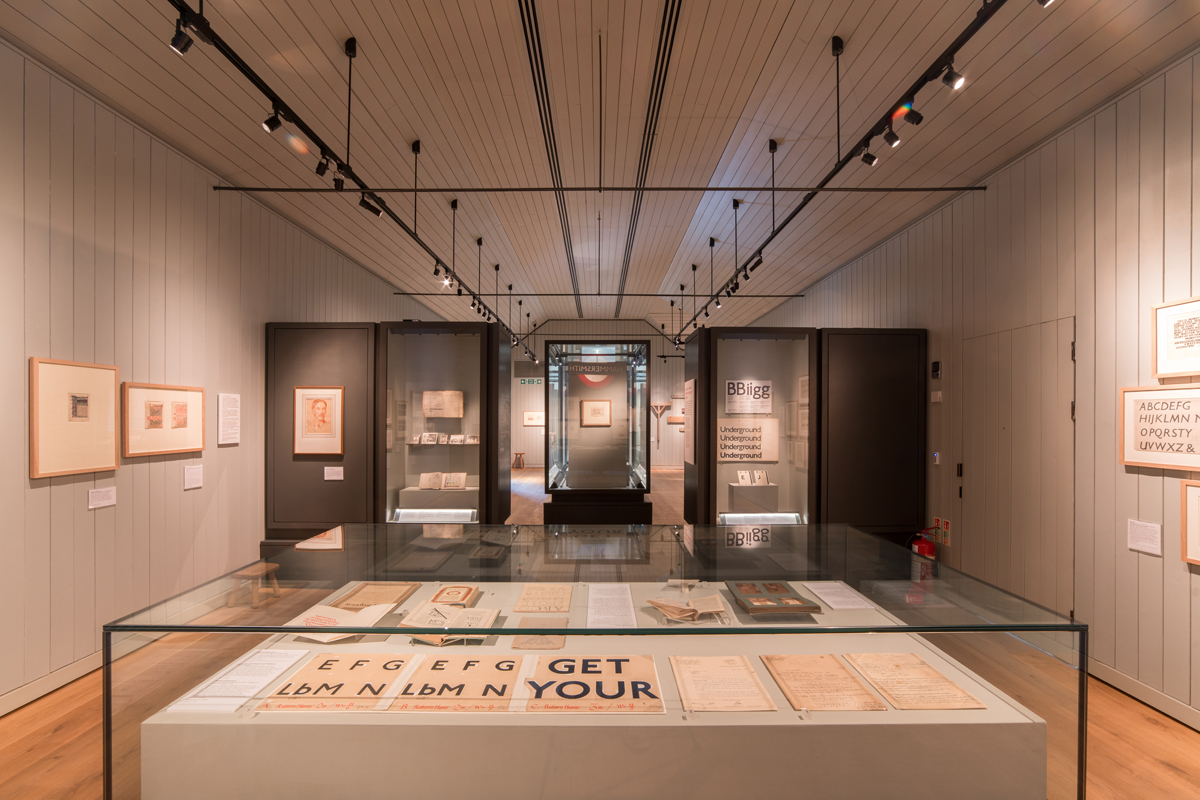 Installation views of Ditchling Museum of Art + Craft's Johnston show