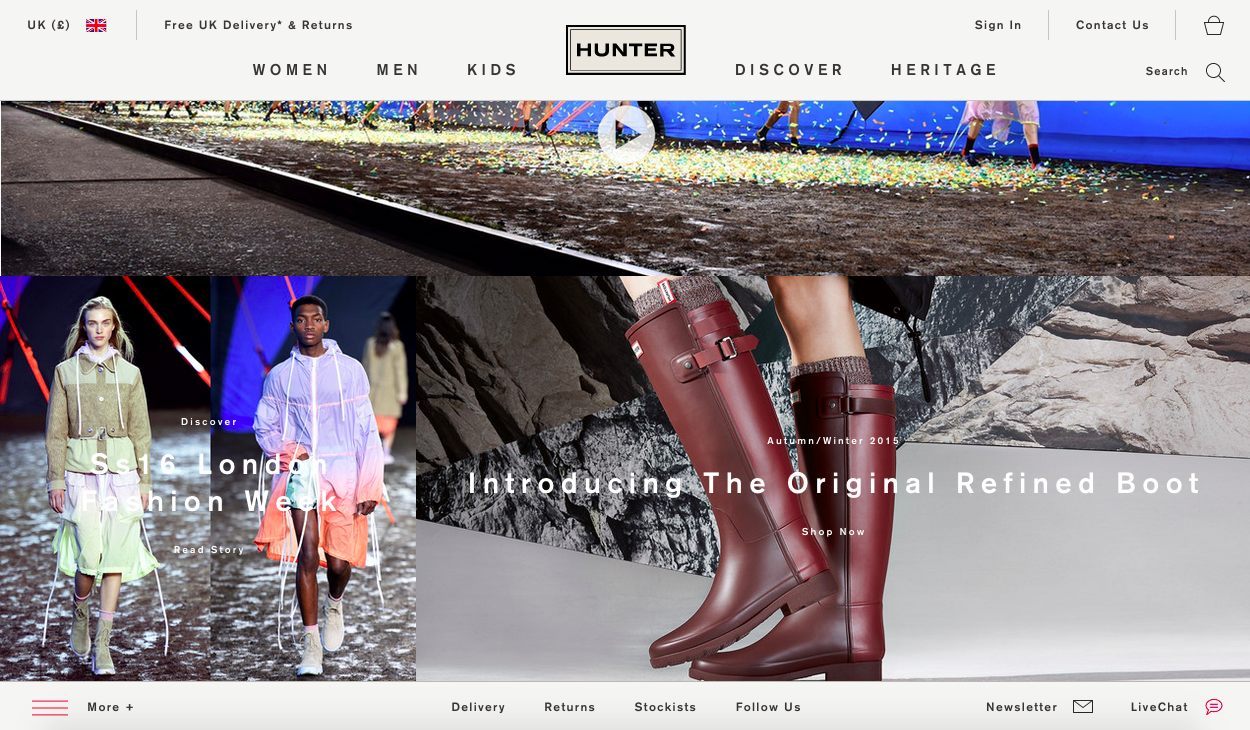 Hunter’s new website, designed in-house