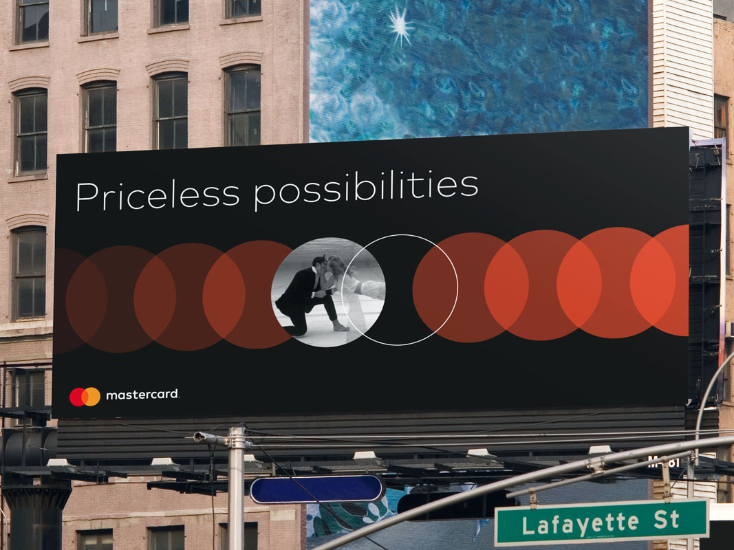 The new mastercard logo on a billboard