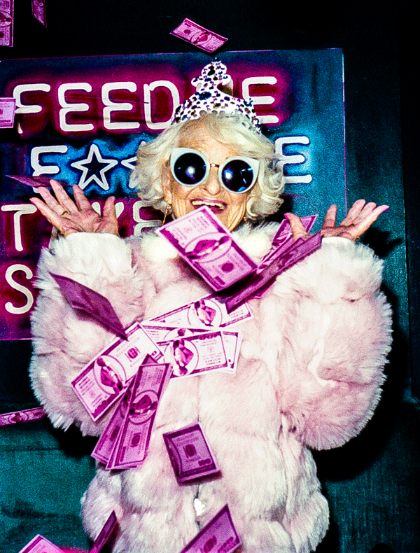 Campaign for online fashion brand Missguided featuring octogenarian Baddie Winkle