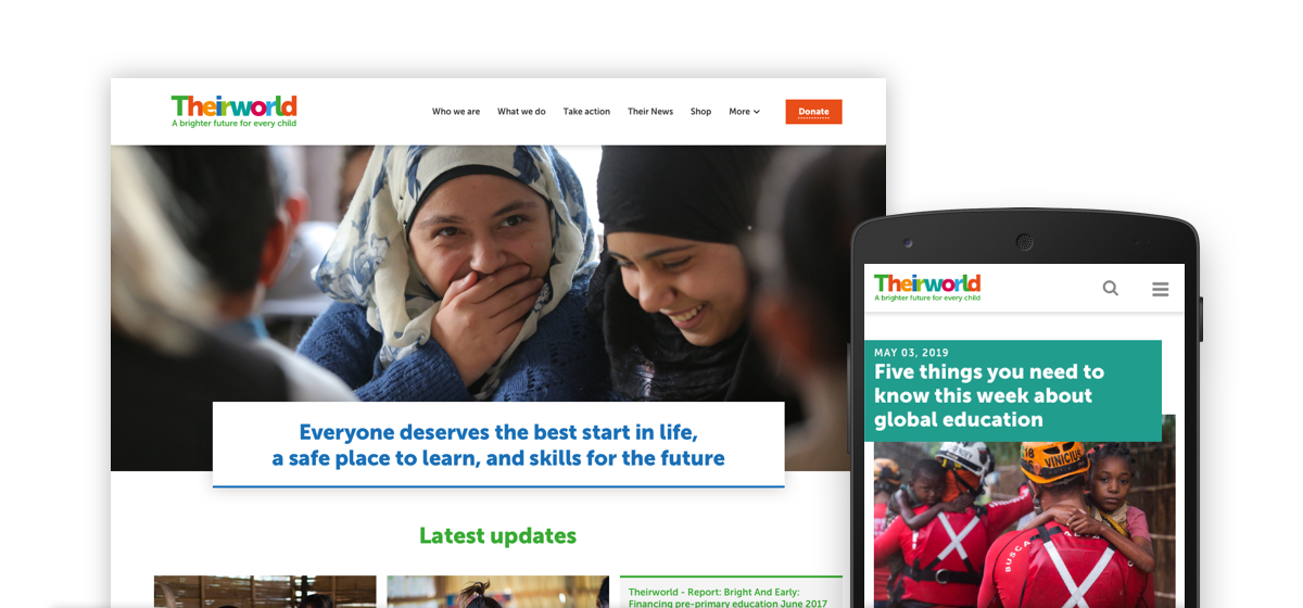 Theirworld website header desktop and mobile