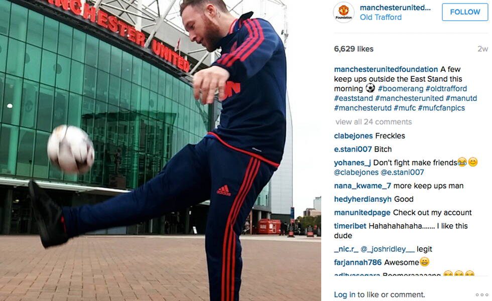 Manchester United is one of the brands testing out Instagram's Boomerang app