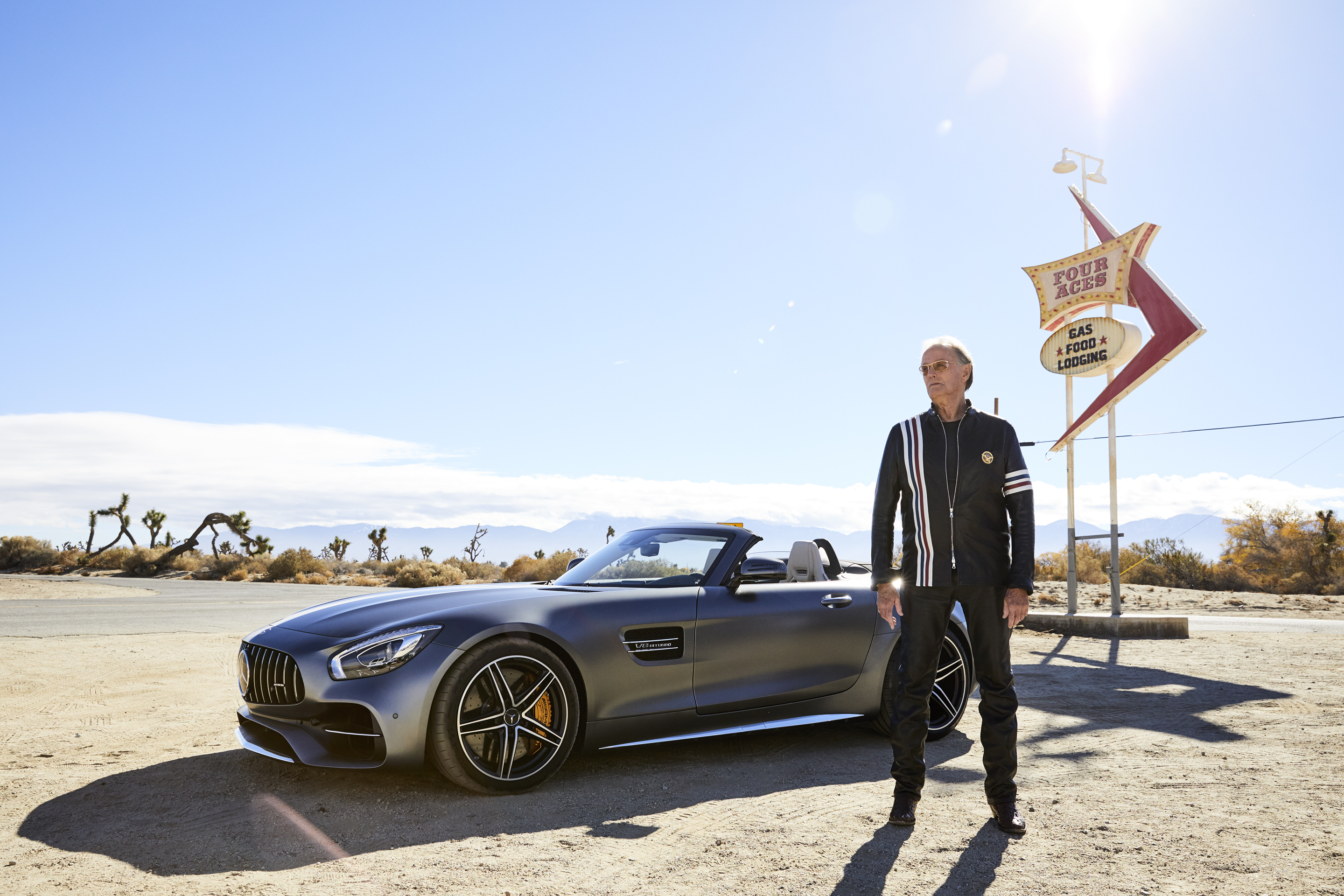 Eindrücke des Films "Easy Driver" der Oscar Gewinner Joel and Ethan Coen für das amerikanische Football-Finale, mit Peter Fonda und dem neuen Mercedes-AMG GT Roadster. // Impressions from "Easy Driver" - directed by Oscar winners Joel and Ethan Coen for the American football final, starring Peter Fonda and the new Mercedes-AMG GT Roadster.
